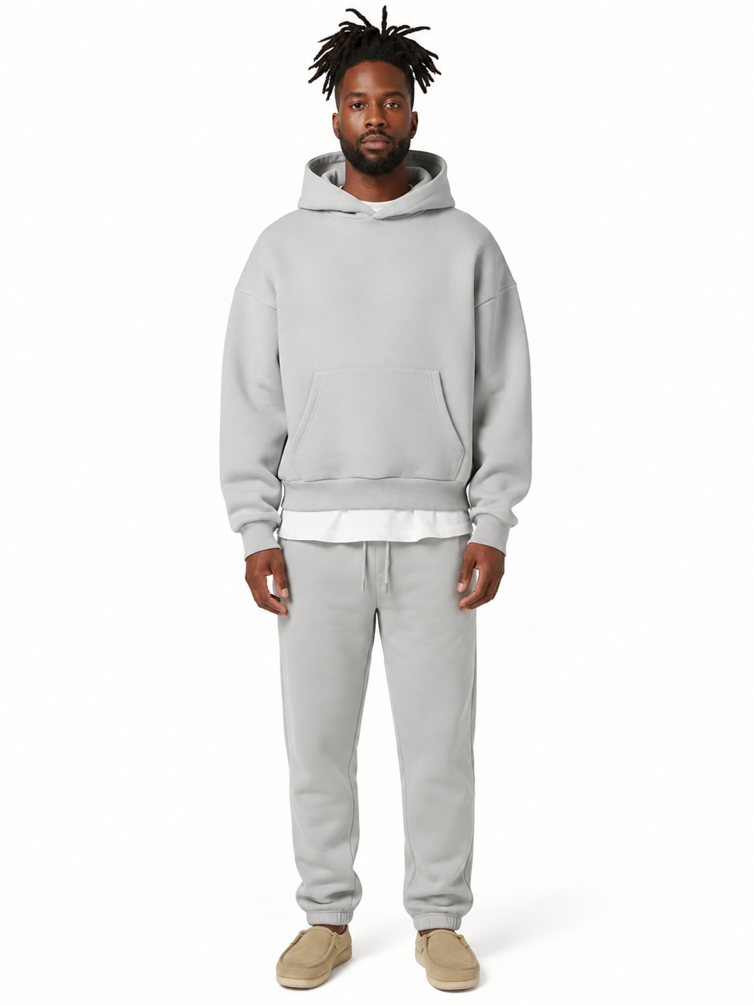 survêtement homme oversize coupe large en gris clair