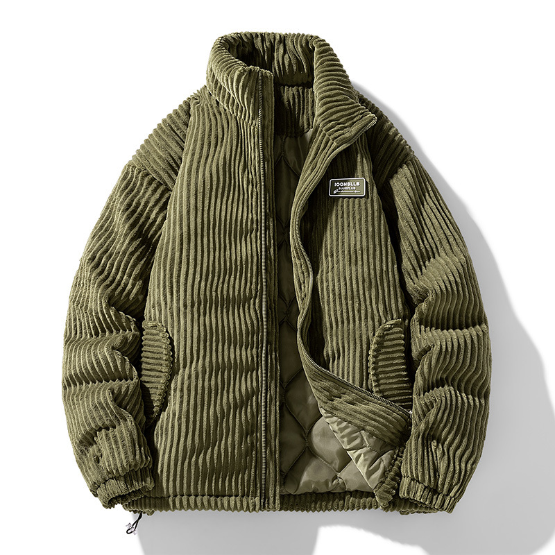 veste homme oversize col montant zippée en vert
