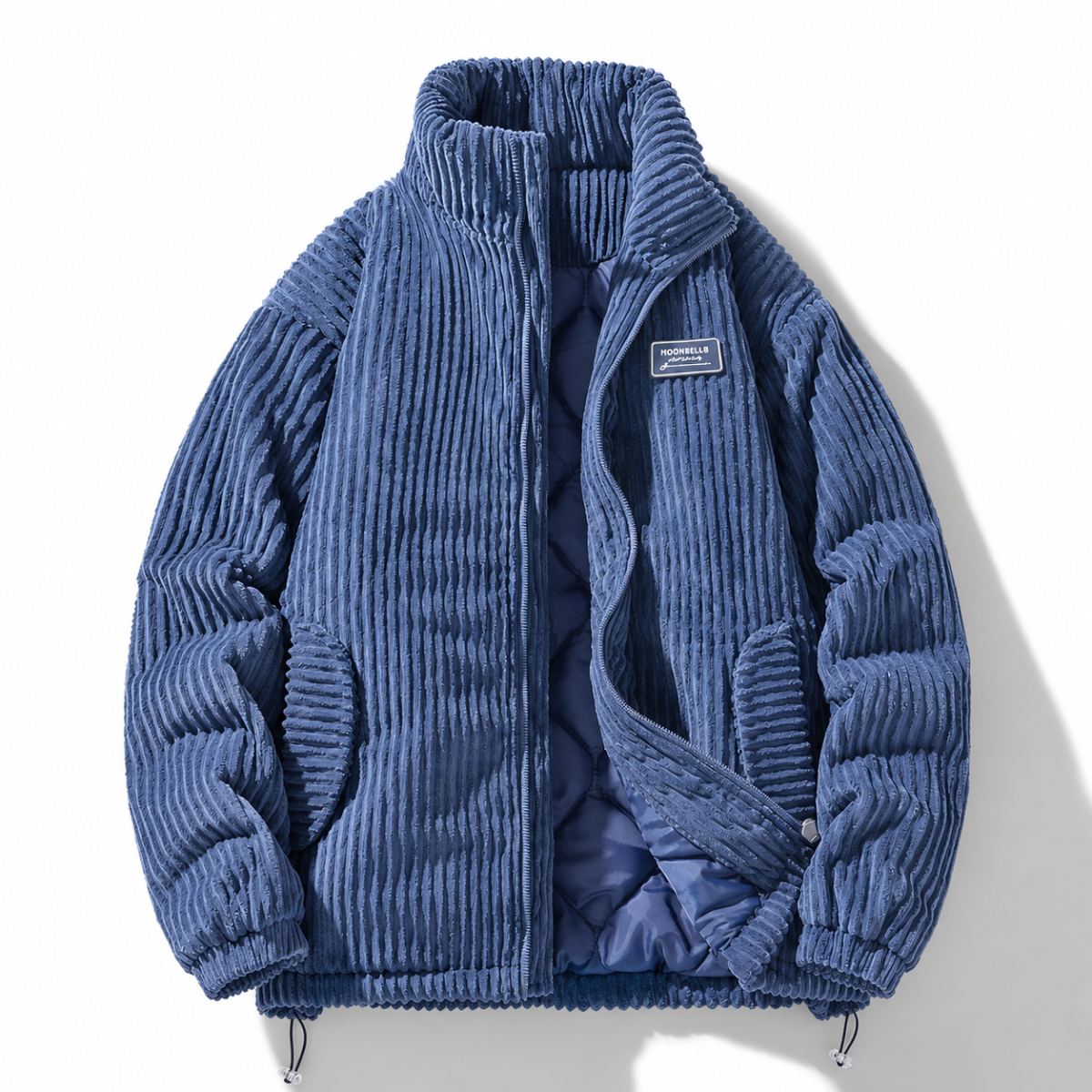 veste homme oversize col montant zippée en bleu