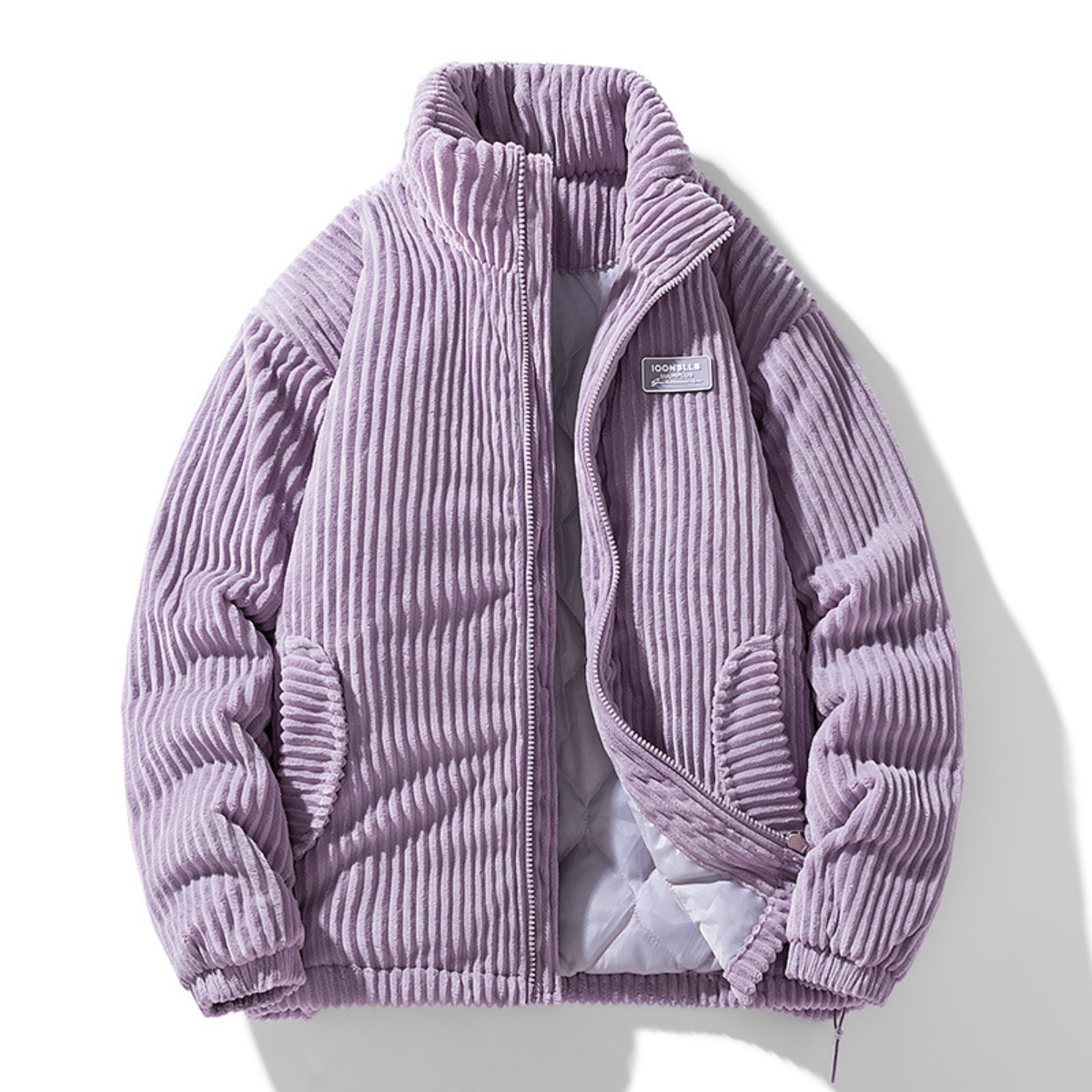 veste homme oversize col montant zippée en violet
