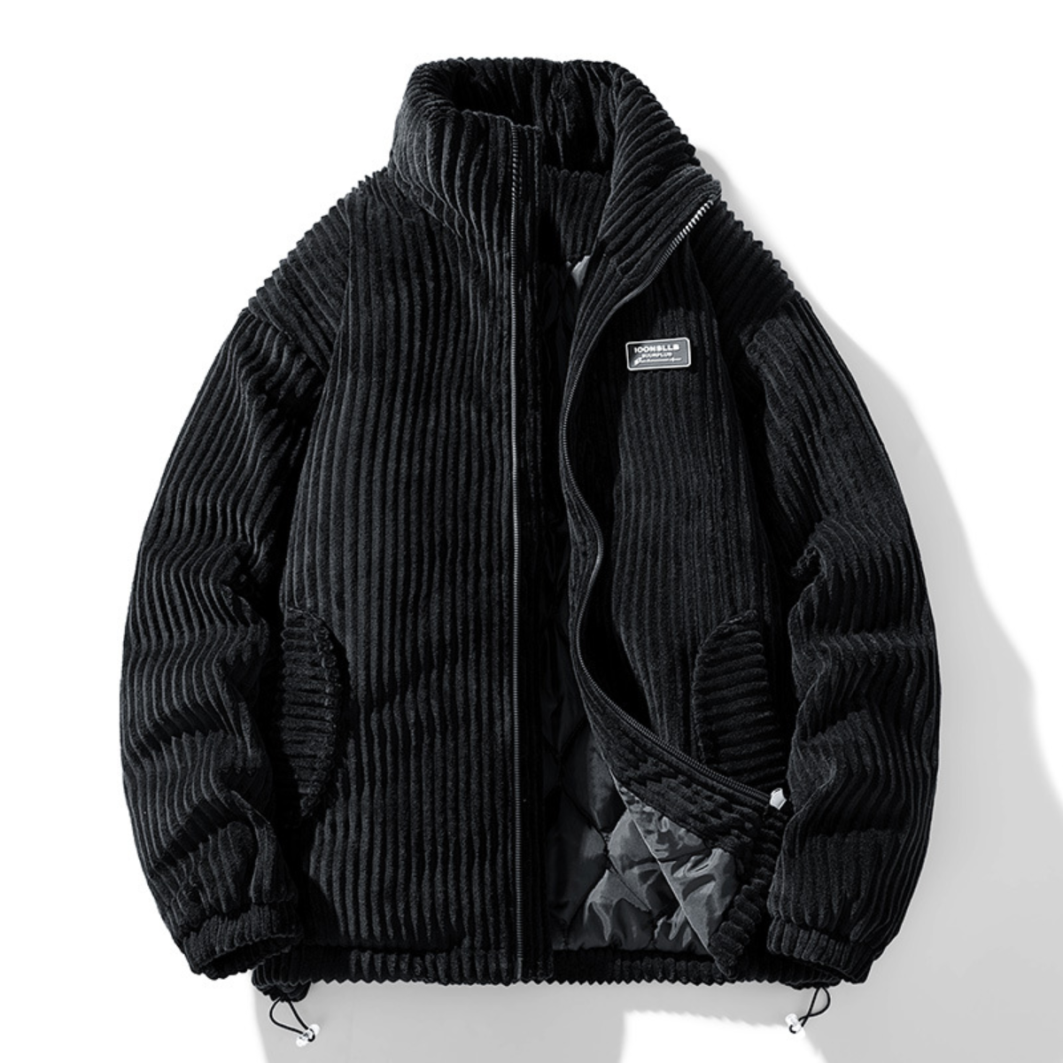 veste homme oversize col montant zippée en noir