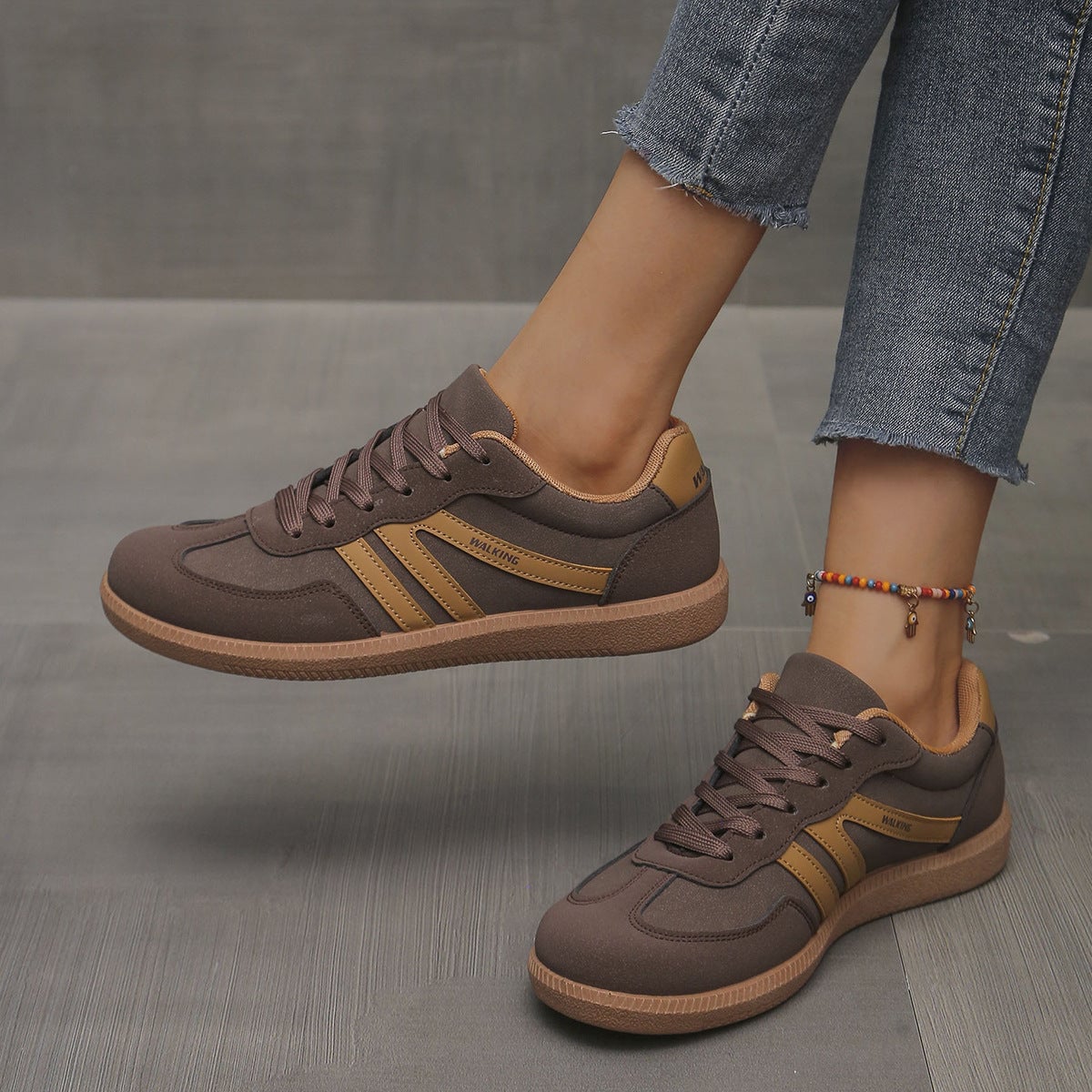 basket femme style rétro semelle gomme en marron