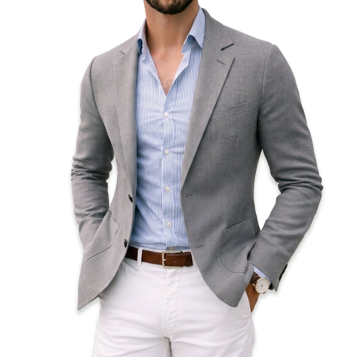 blazer homme décontracté coupe ajustée en argenté