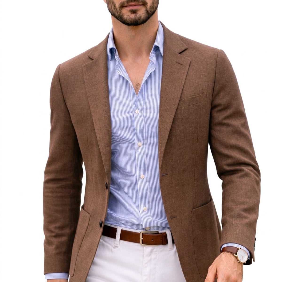 blazer homme décontracté coupe ajustée en marron