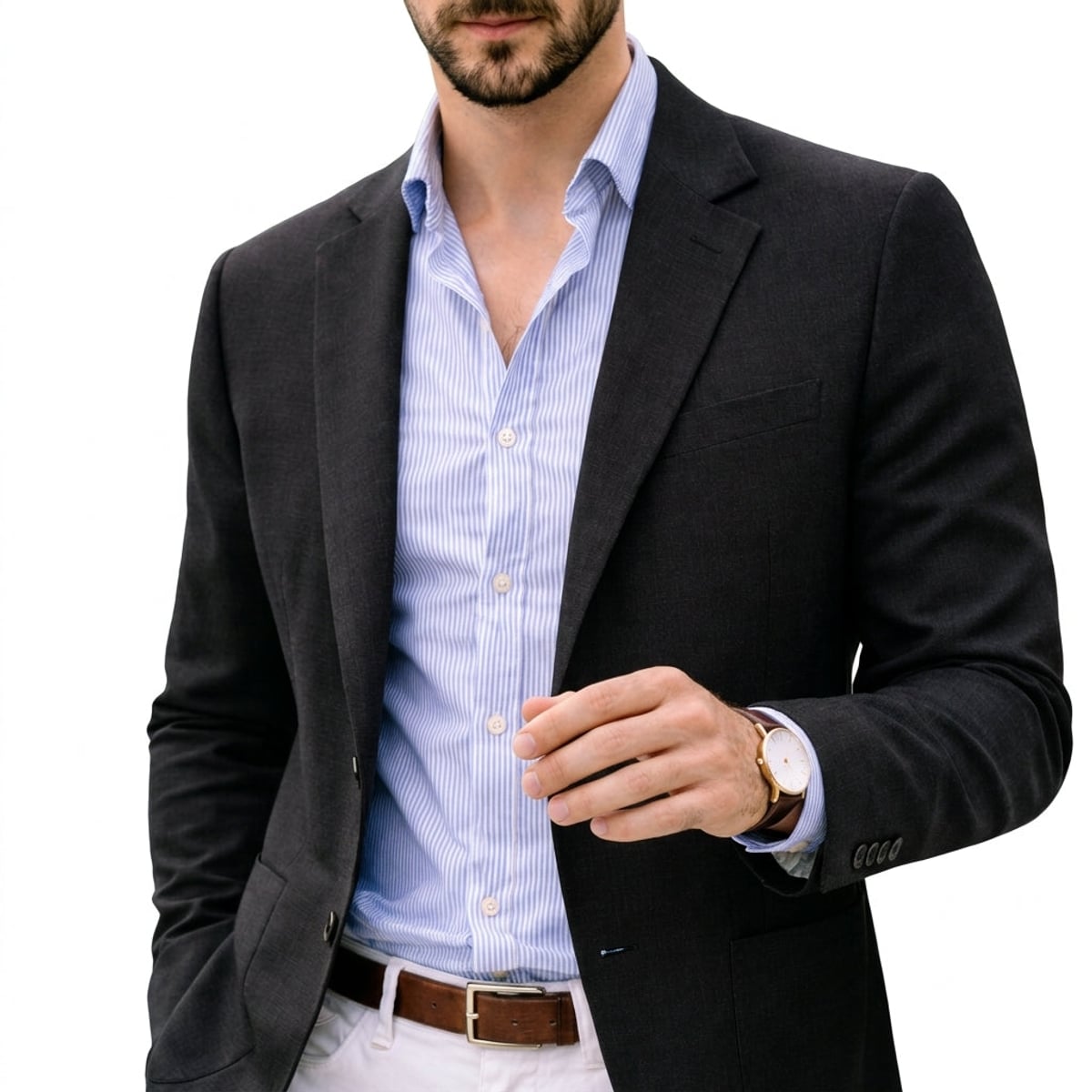 blazer homme décontracté coupe ajustée en noir