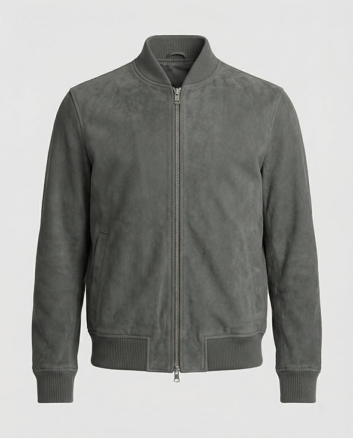 bomber homme coupe ajustée col côtelé en gris