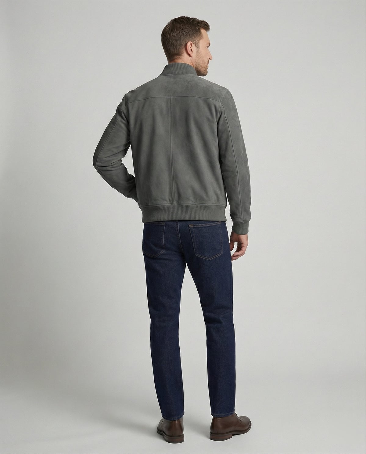 bomber homme coupe ajustée col côtelé en gris