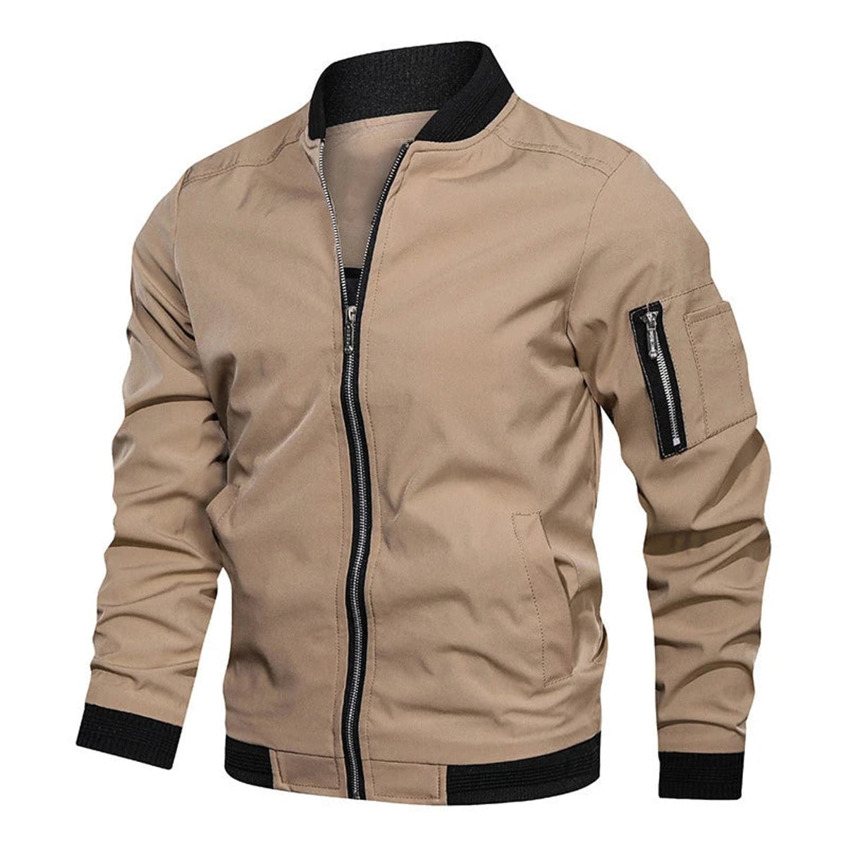 bomber homme coupe ajustée zippée kaki