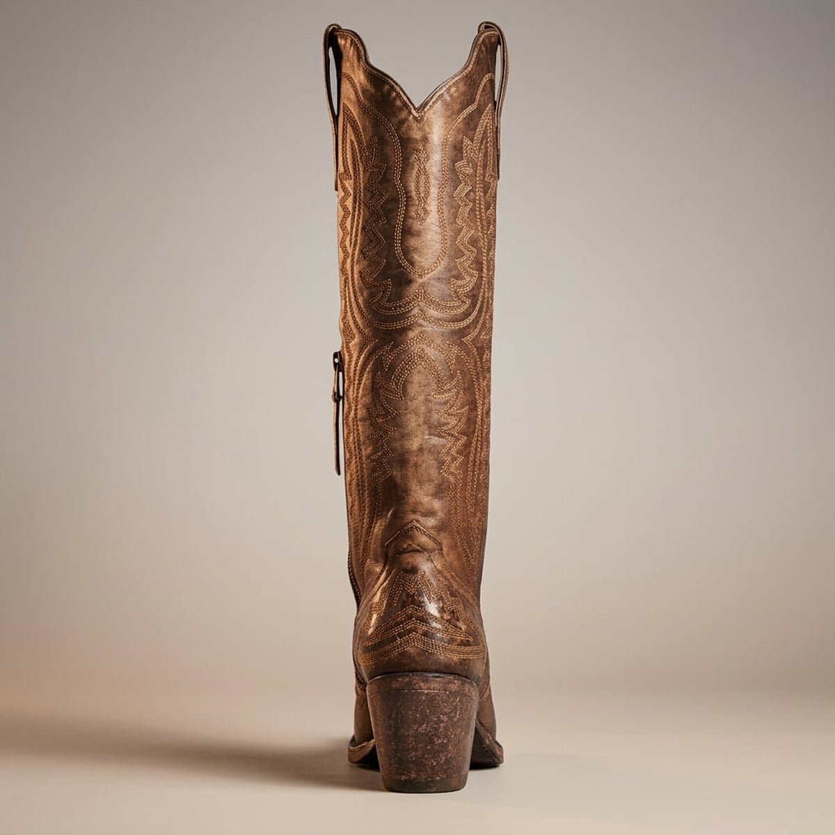 bottes cowboy femme tige haute talon bloc en marron chocolat
