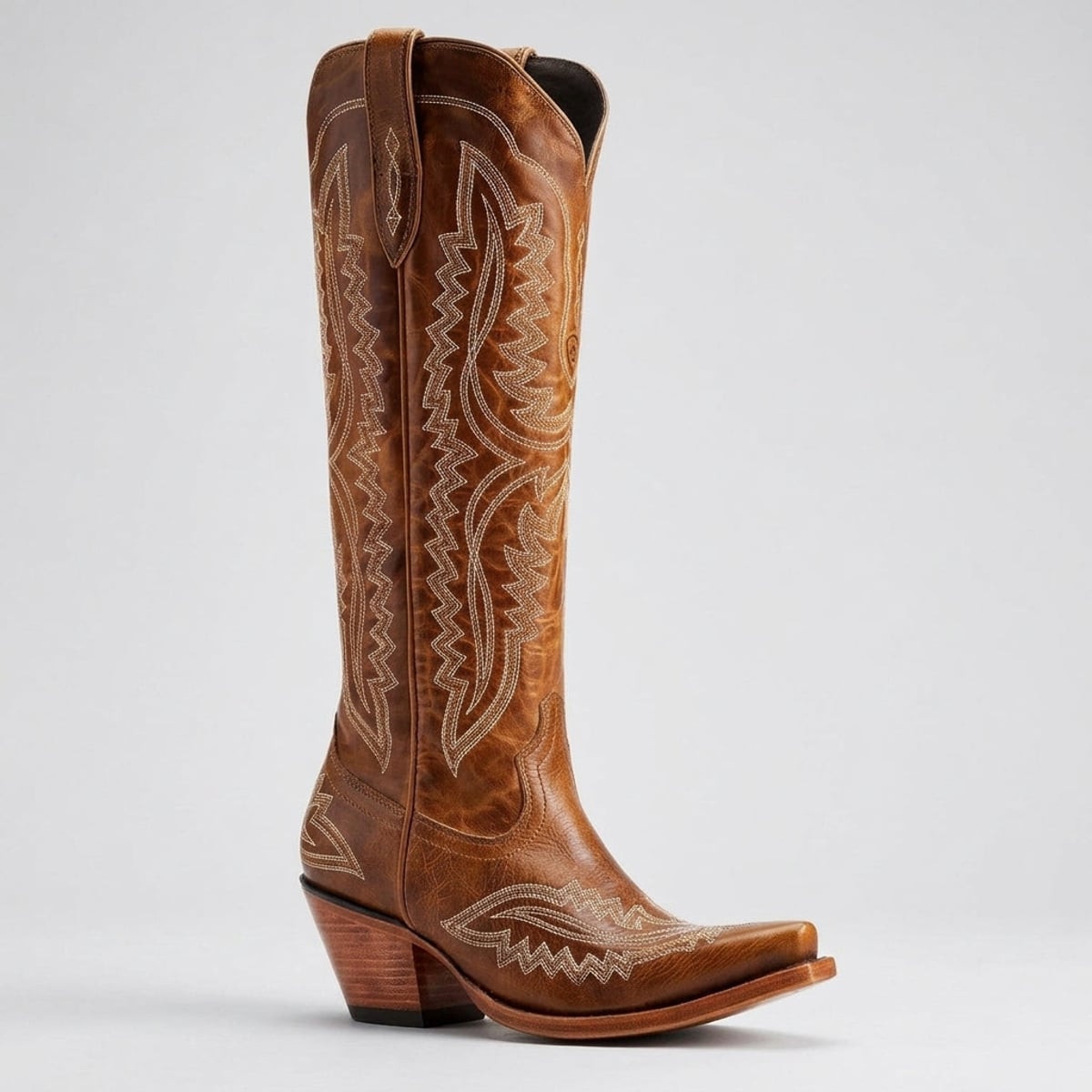 bottes cowboy femme tige haute talon bloc en marron