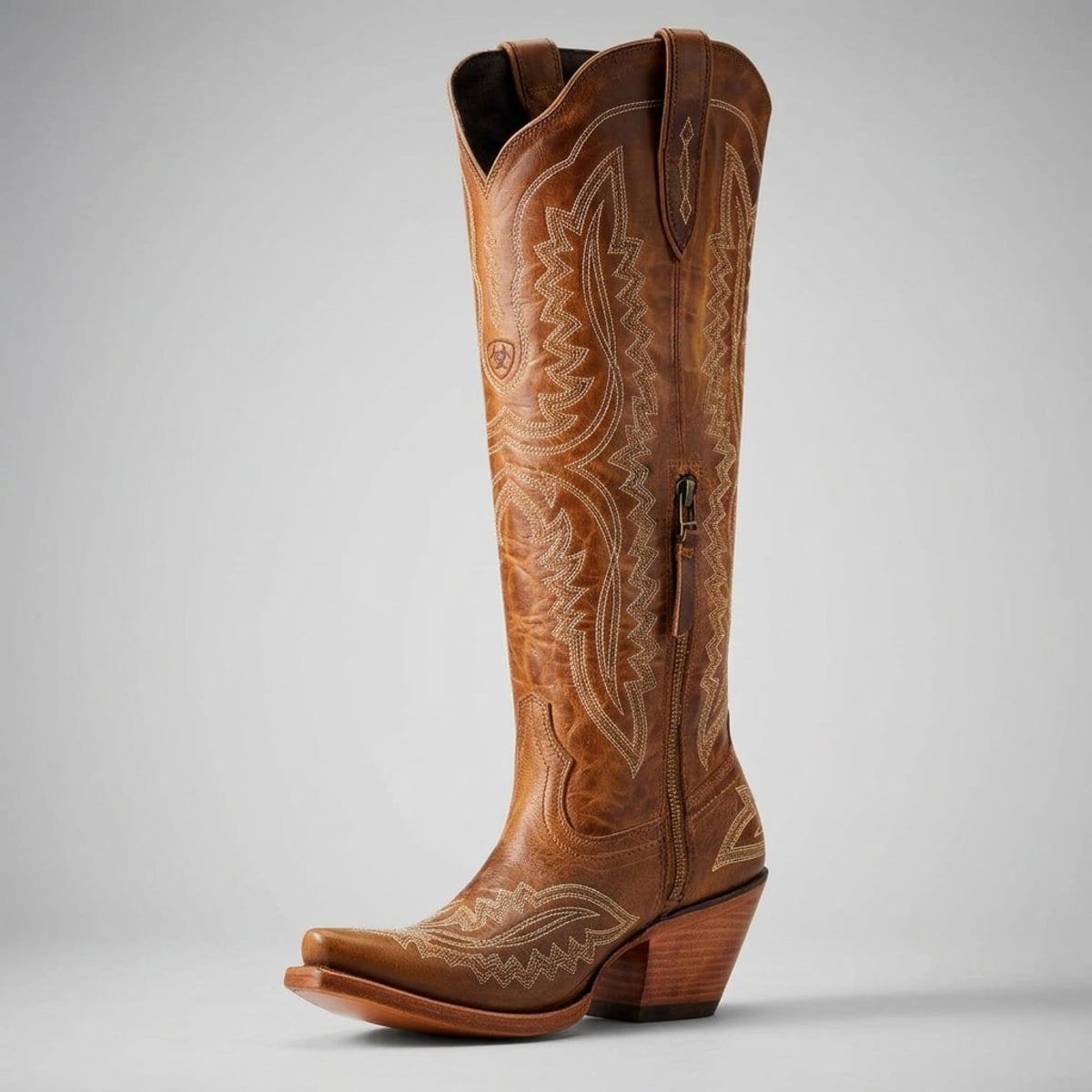 bottes cowboy femme tige haute talon bloc en marron