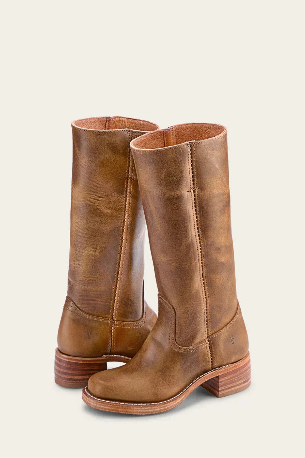 bottes femme mi-mollet talon carré western en marron clair