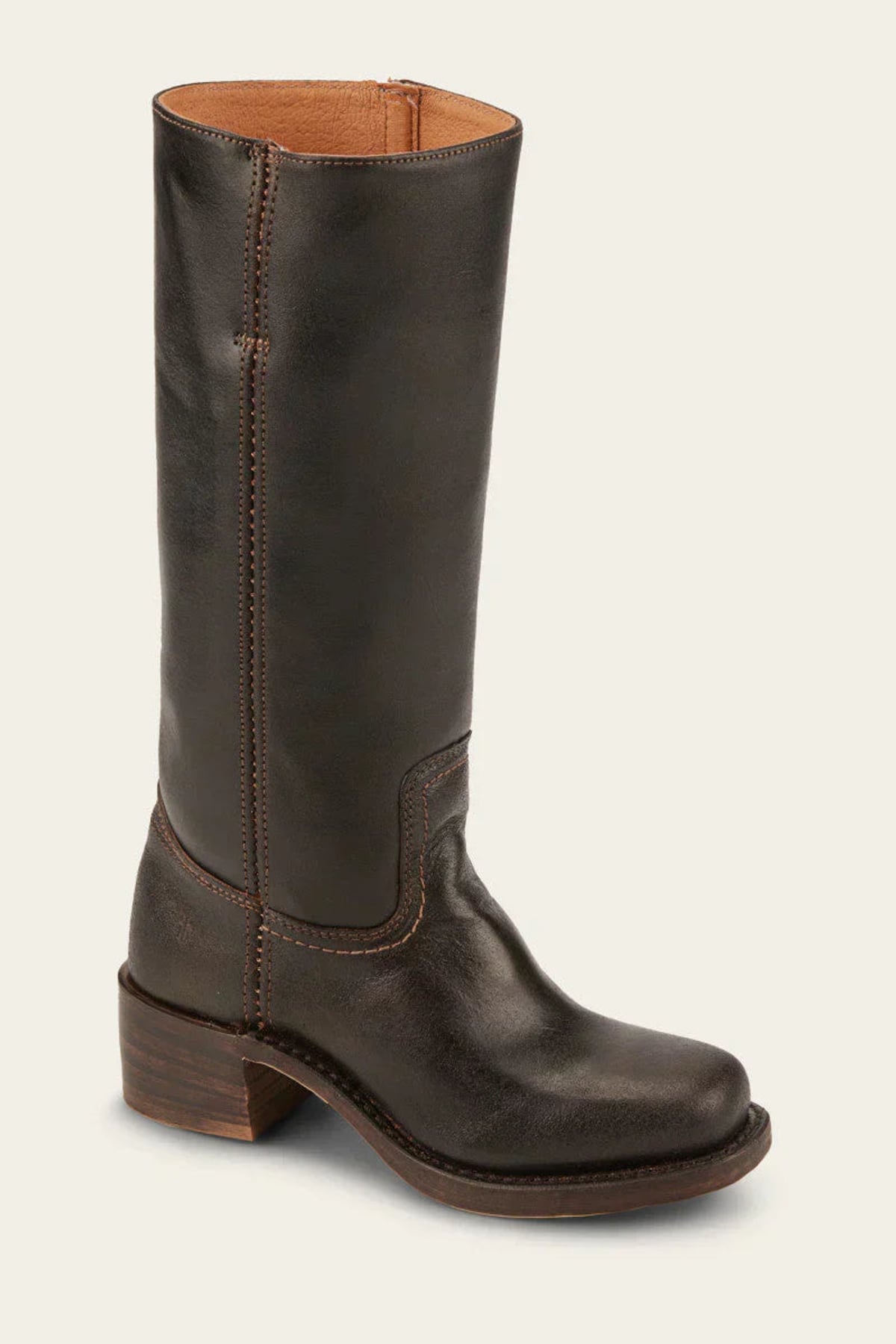 bottes femme mi-mollet talon carré western en marron foncé