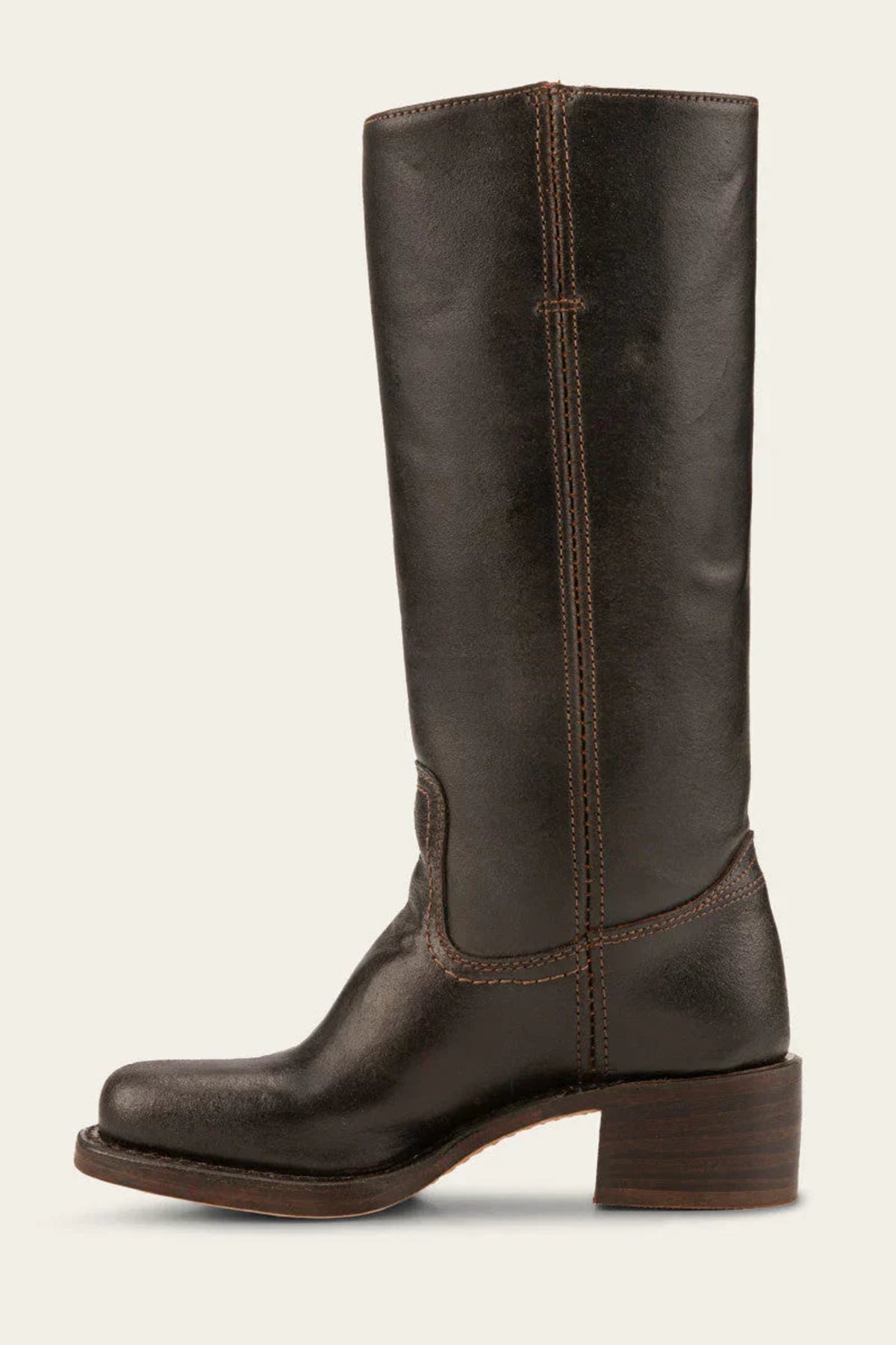 bottes femme mi-mollet talon carré western en marron foncé