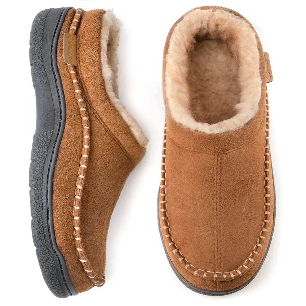 chausson homme moccasin fourré semelle épaisse en kaki