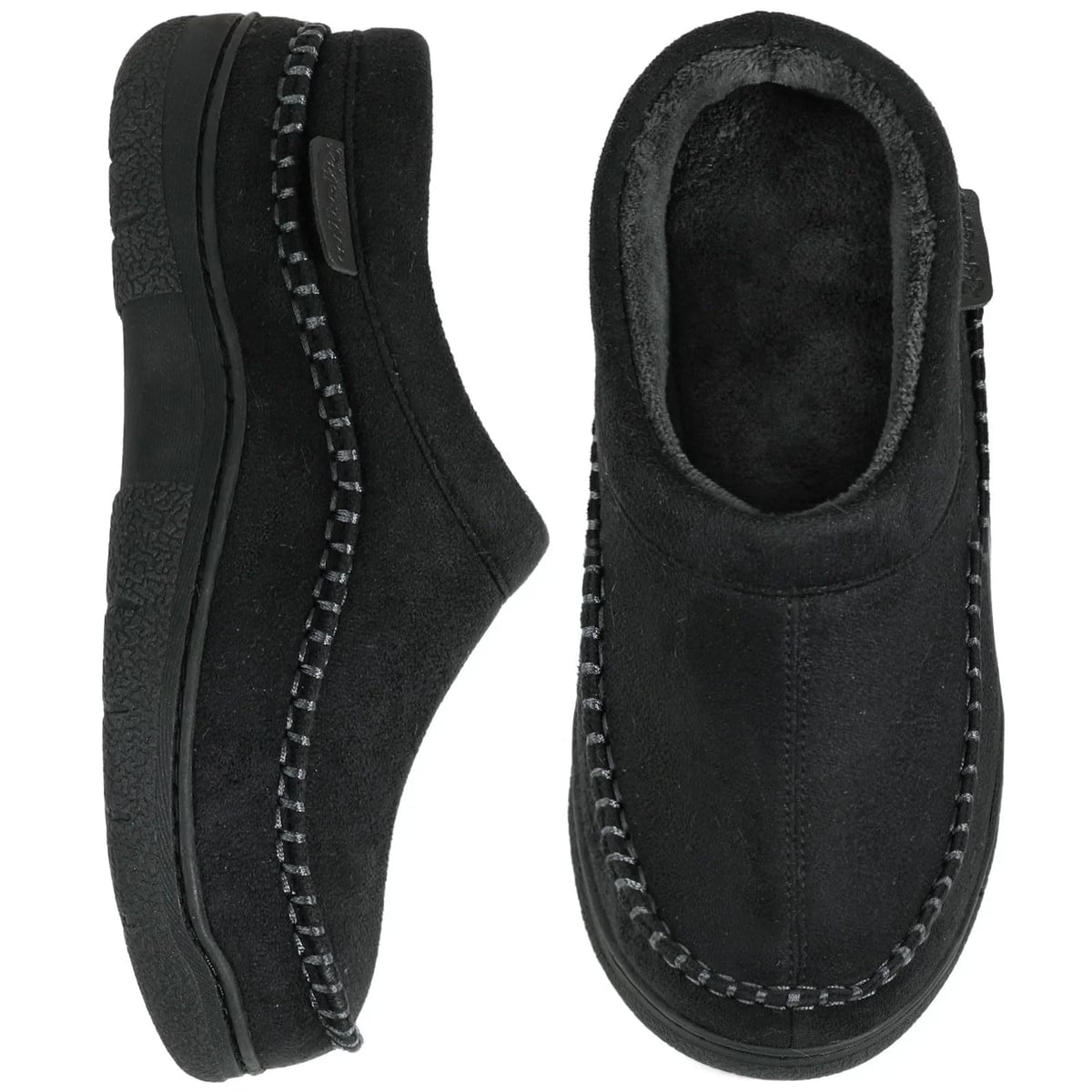 chausson homme moccasin fourré semelle épaisse en noir