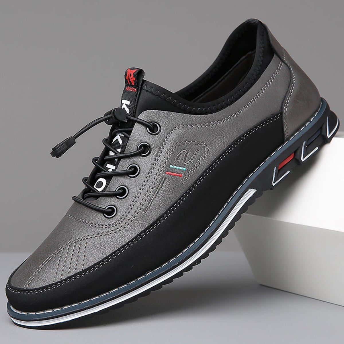chaussures homme lacets semelle crantée en gris anthracite