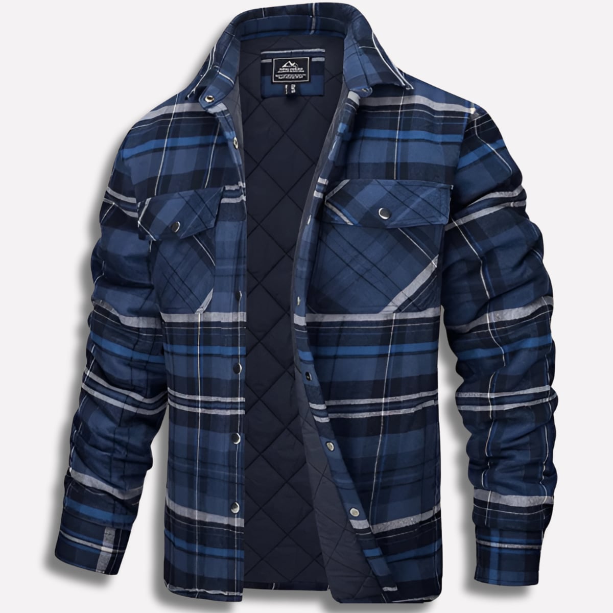 chemise homme à carreaux coupe droite en bleu marine