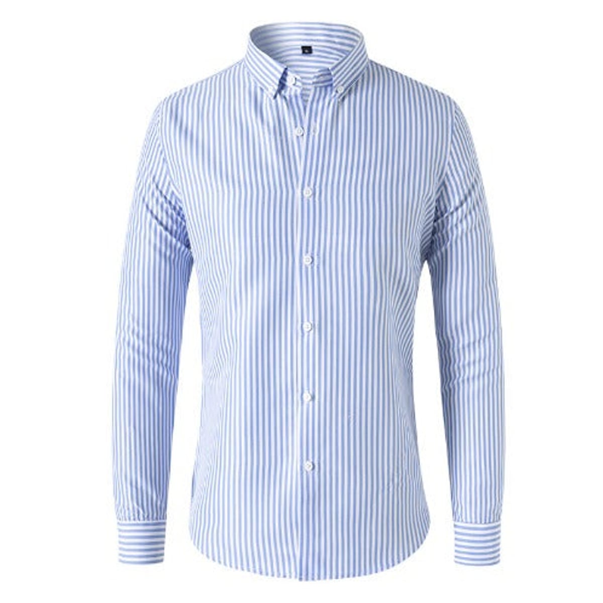 chemise homme coupe ajustée rayures manches longues en bleu clair