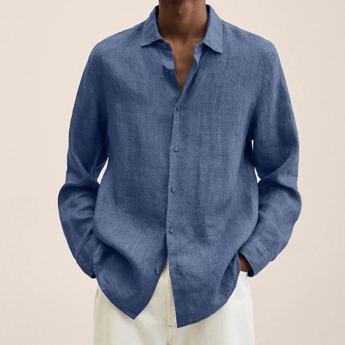 chemise homme manches longues coupe ample en bleu