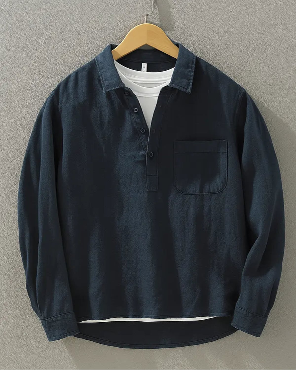 chemise homme oversize manches longues en marine