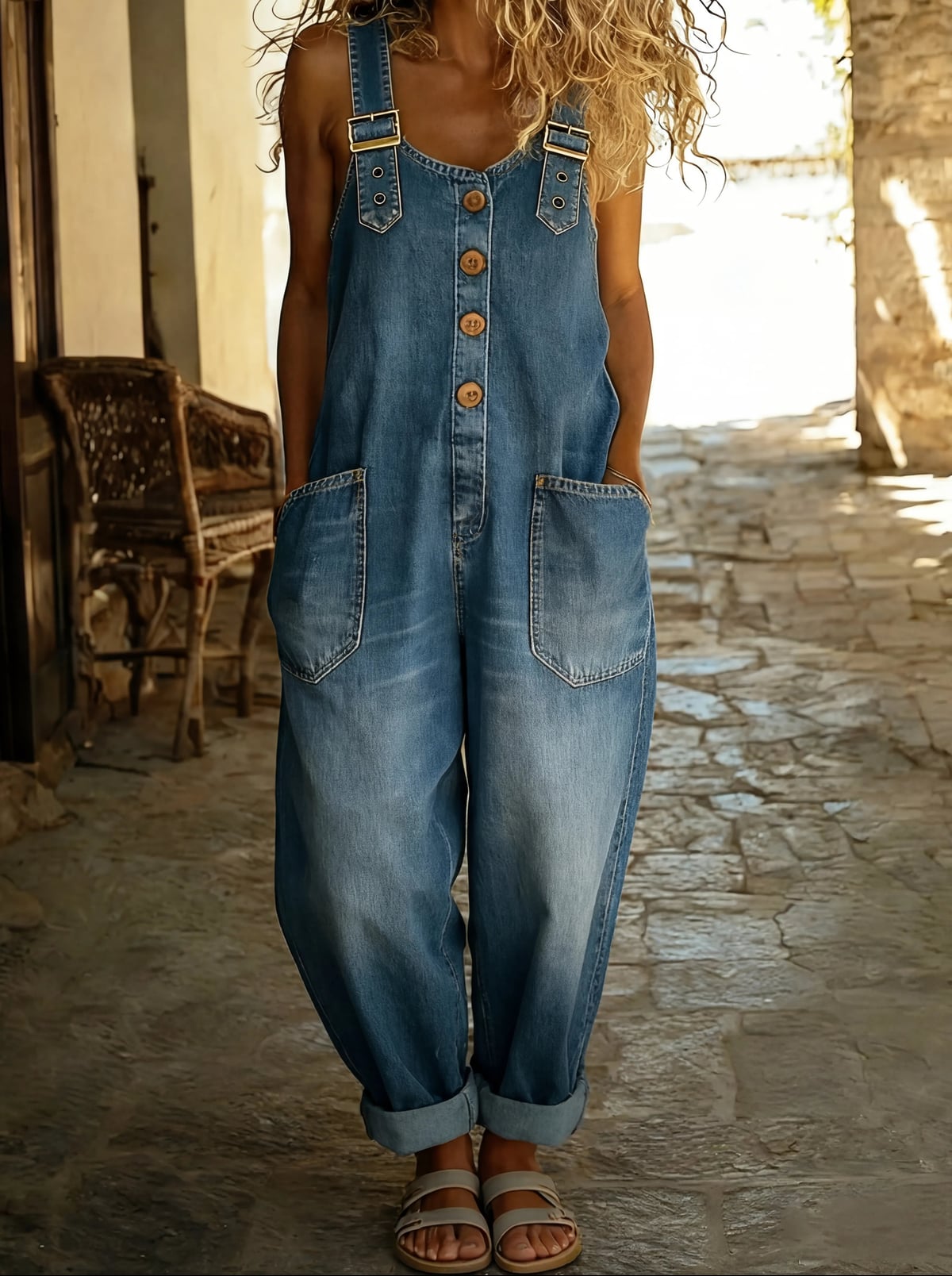 combinaison pantalon femme bretelles réglables en denim