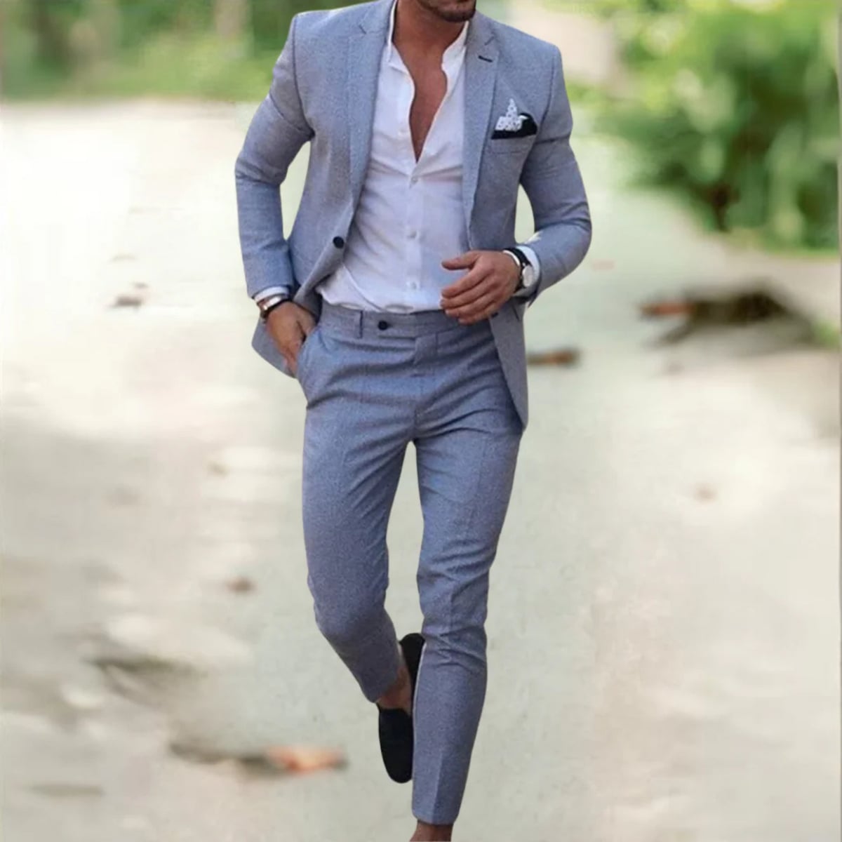 costume homme coupe slim deux pièces en gris