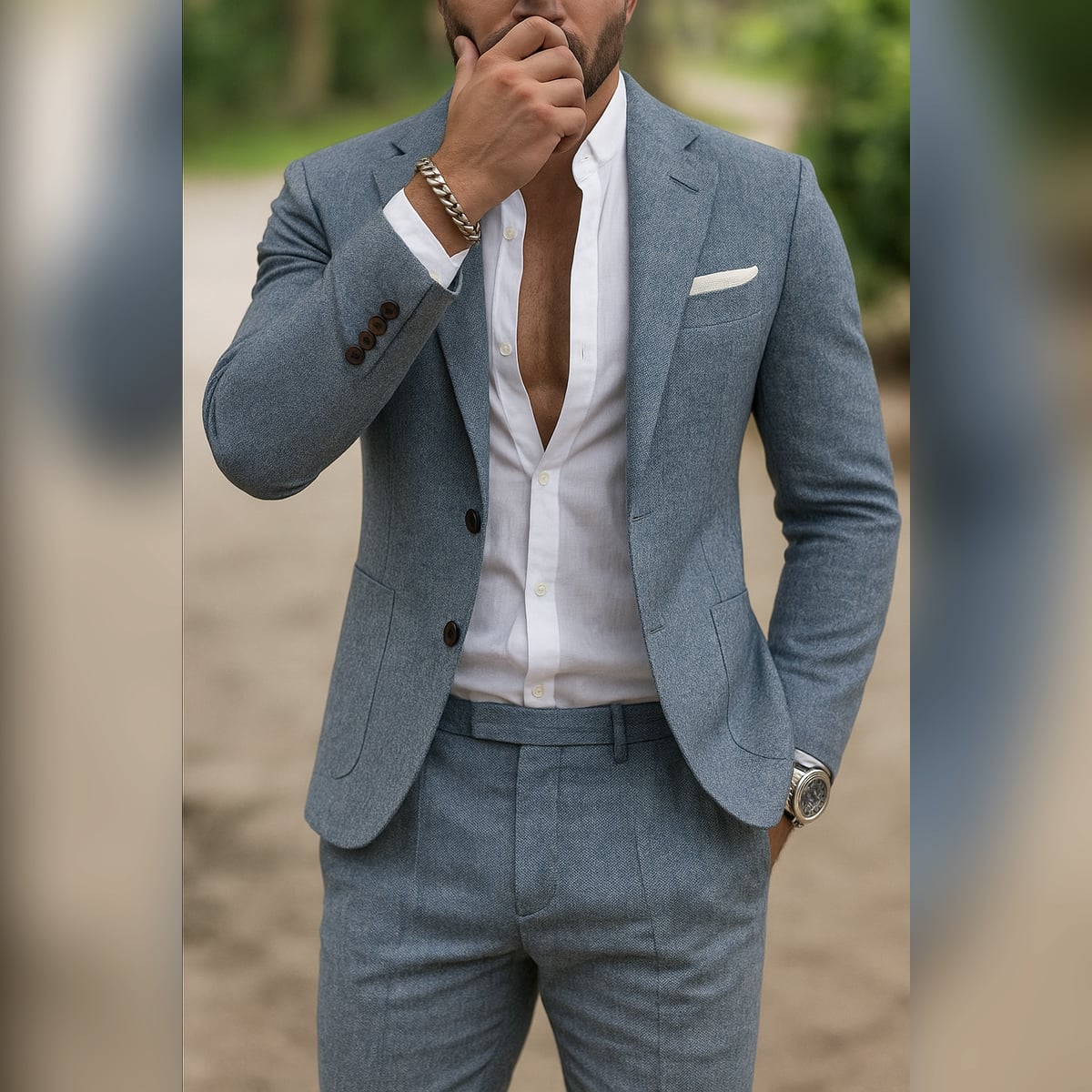 costume homme veste et pantalon coupe slim en bleu