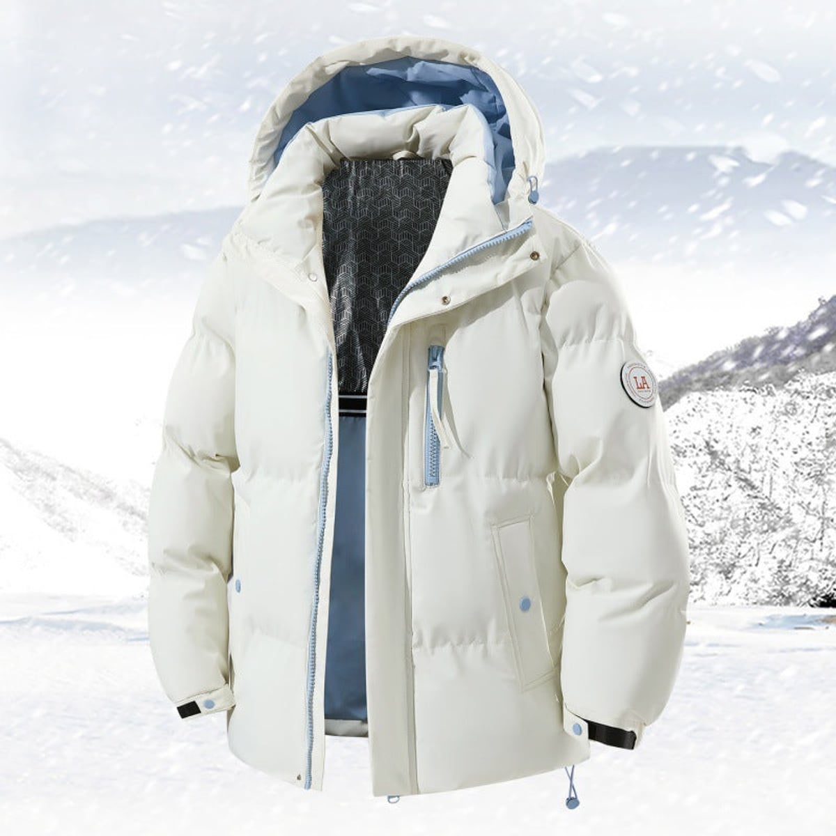 doudoune homme à capuche amovible blanc