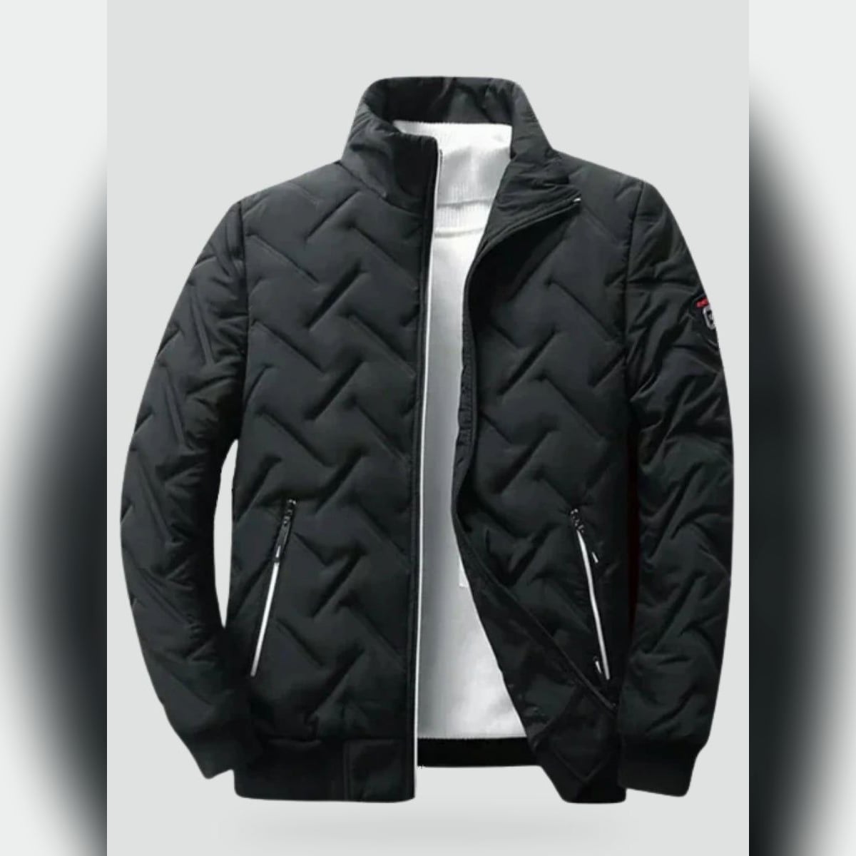 doudoune homme col montant matelassée en noir