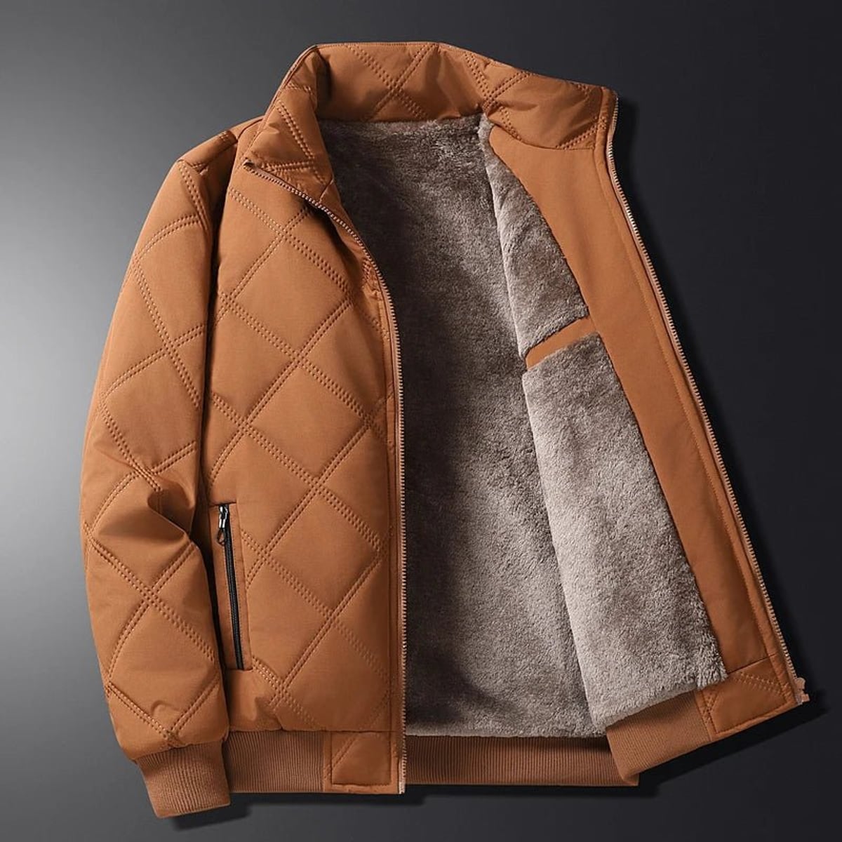 doudoune homme col montant matelassée chaude en marron