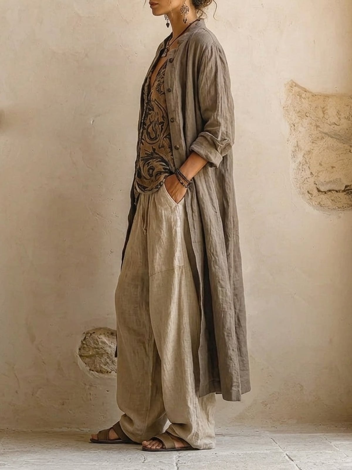ensemble femme trois pièces wide leg imprimé