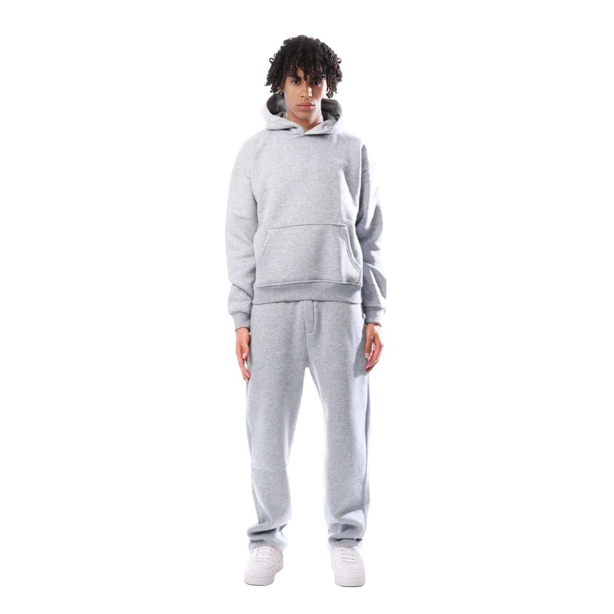ensemble jogging femme oversize à capuche en gris clair