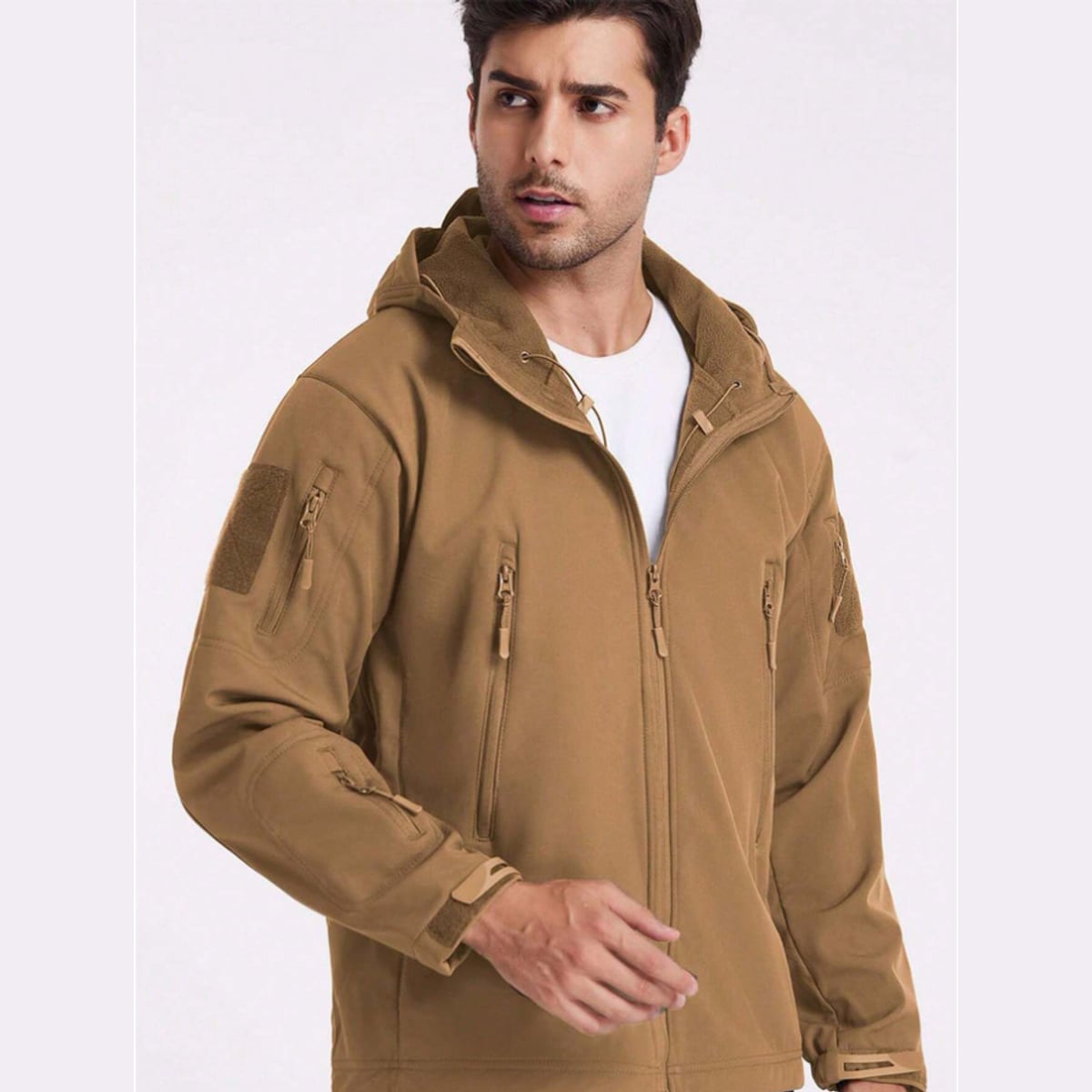 ensemble outdoor homme coupe ajustée capuche en kaki