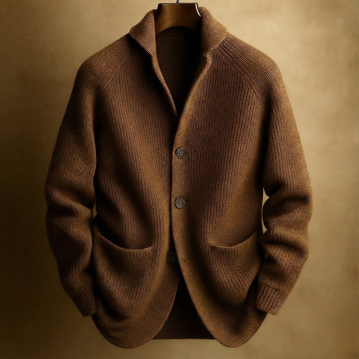 gilet homme col châle boutons en marron