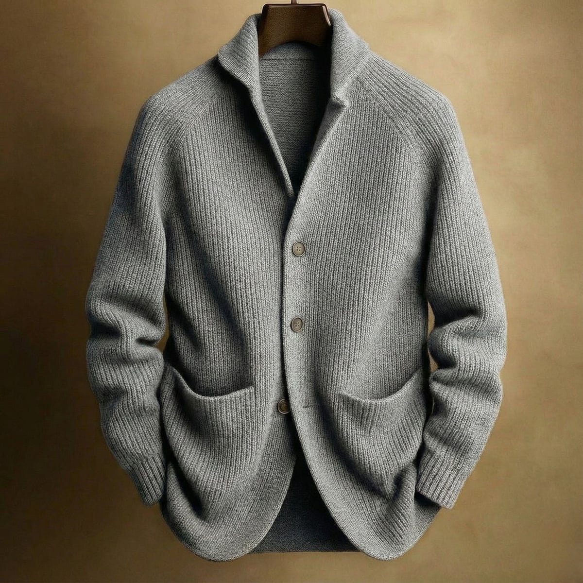 gilet homme col châle boutons en gris