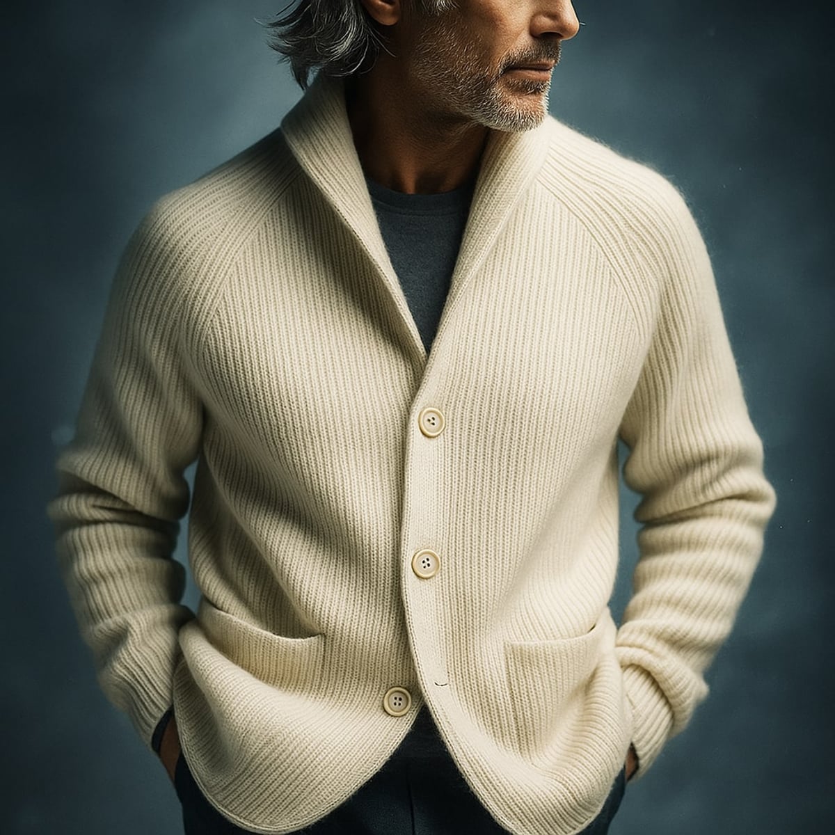 gilet homme col châle boutons