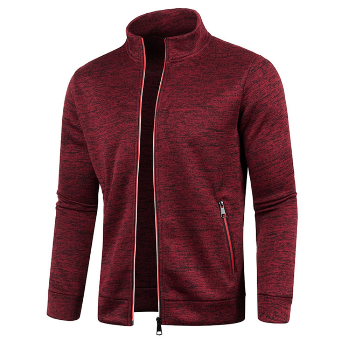 gilet homme col montant zippé en rouge