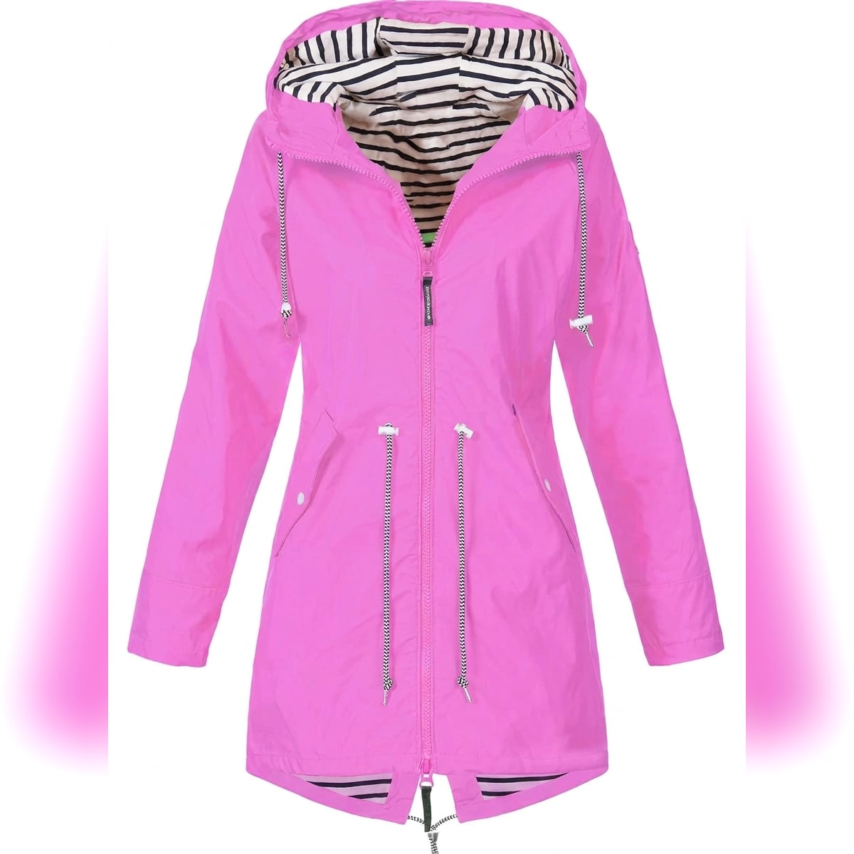 imperméable femme coupe droite à capuche en rose