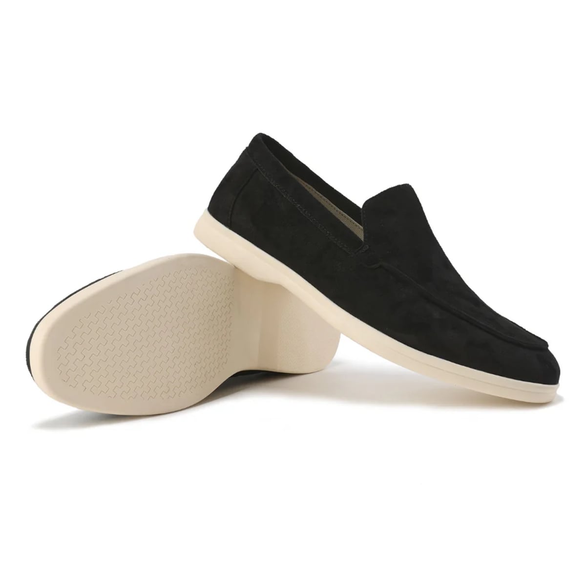 loafer homme semelle épaisse sans lacets en noir
