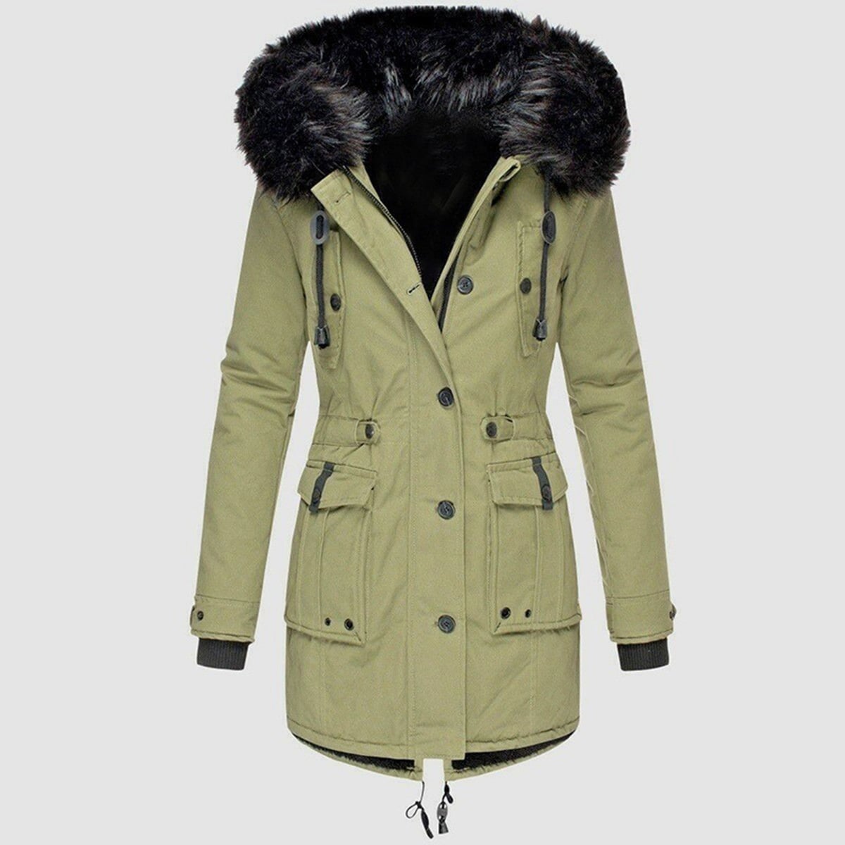 manteau femme à capuche coupe ample en vert