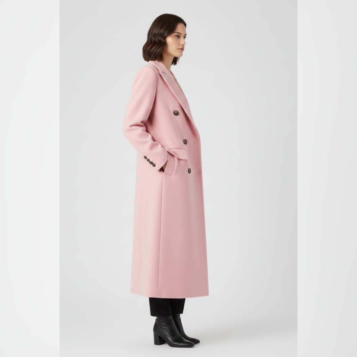manteau femme col à revers coupe droite