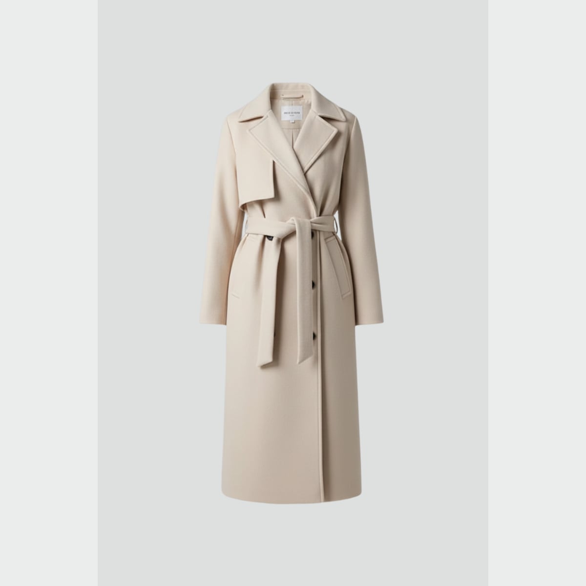 manteau femme long ceinturé croisé