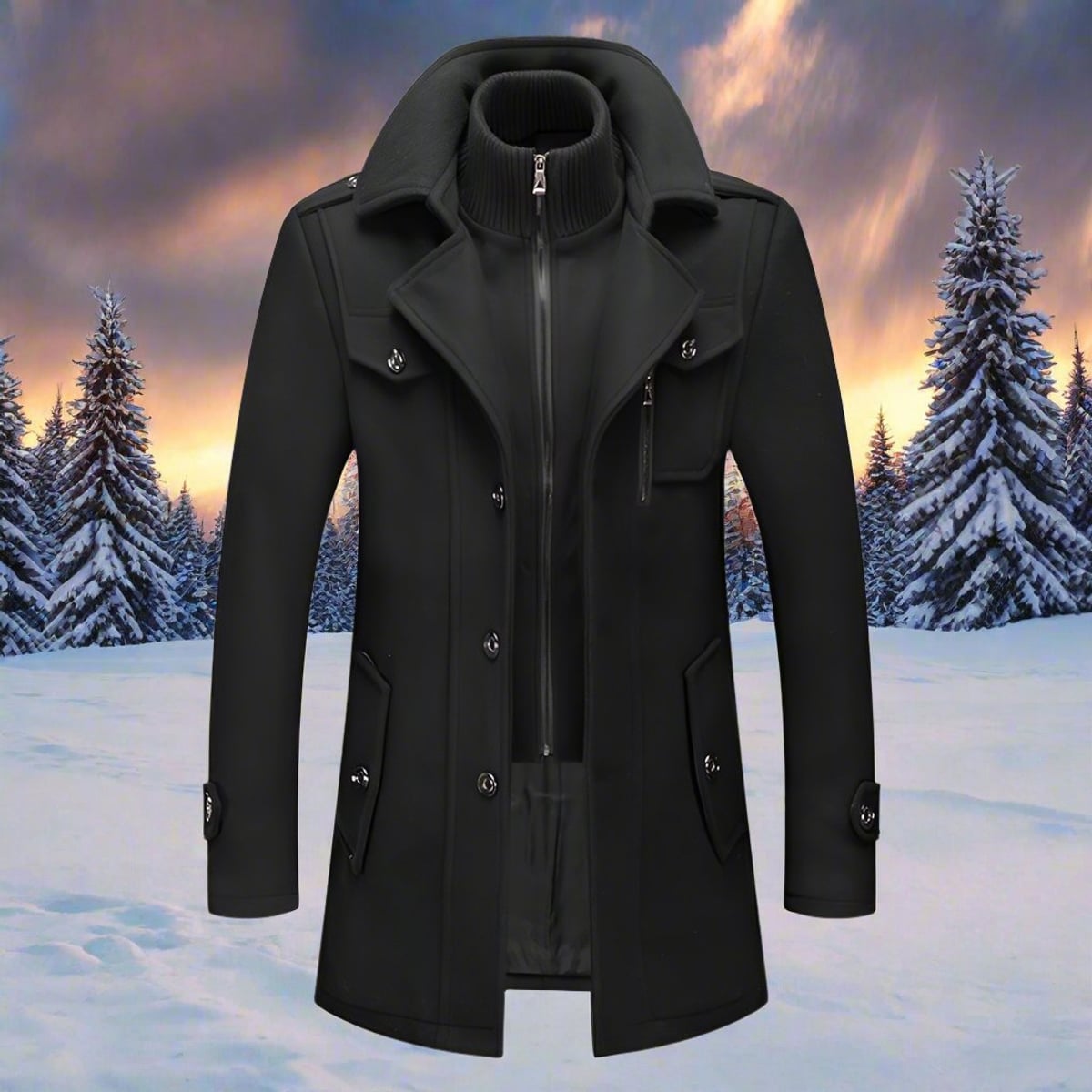 manteau homme col montant coupe droite