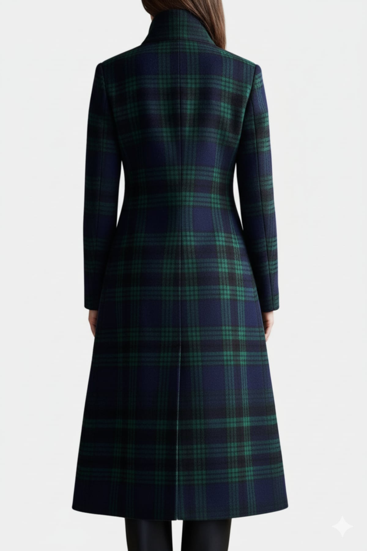 manteau long femme carreaux col montant