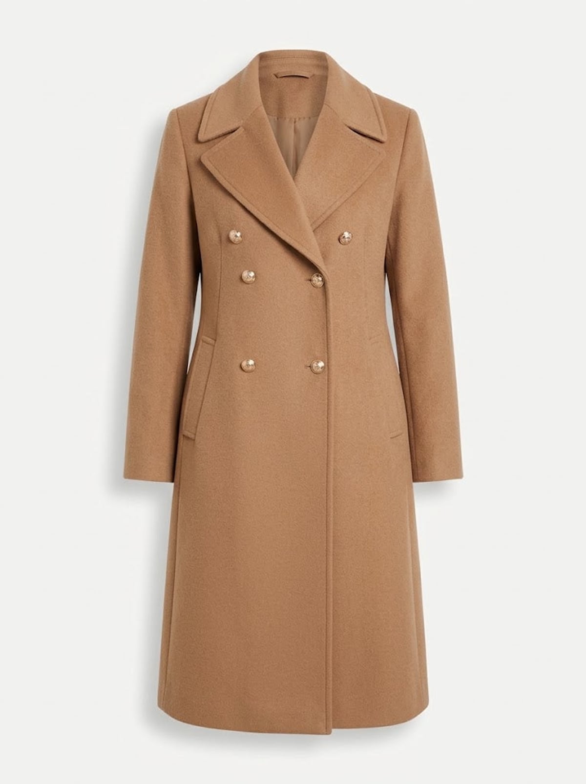 manteau long femme croisé boutons dorés en kaki