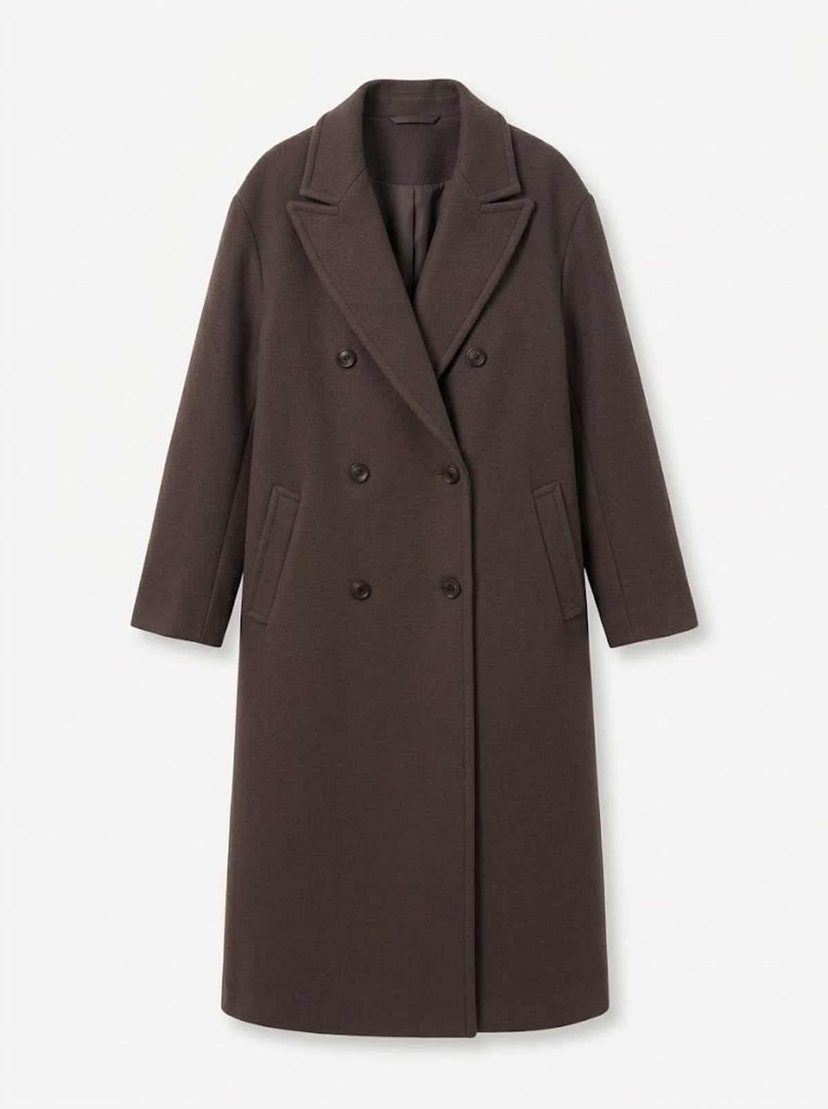 manteau long femme oversize croisé en brun foncé