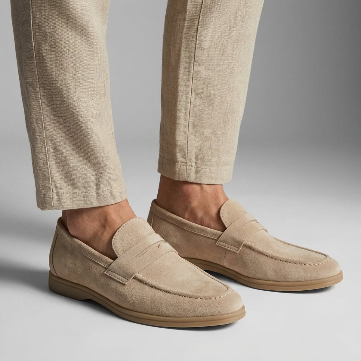 mocassin homme penny loafer semelle fine en crème