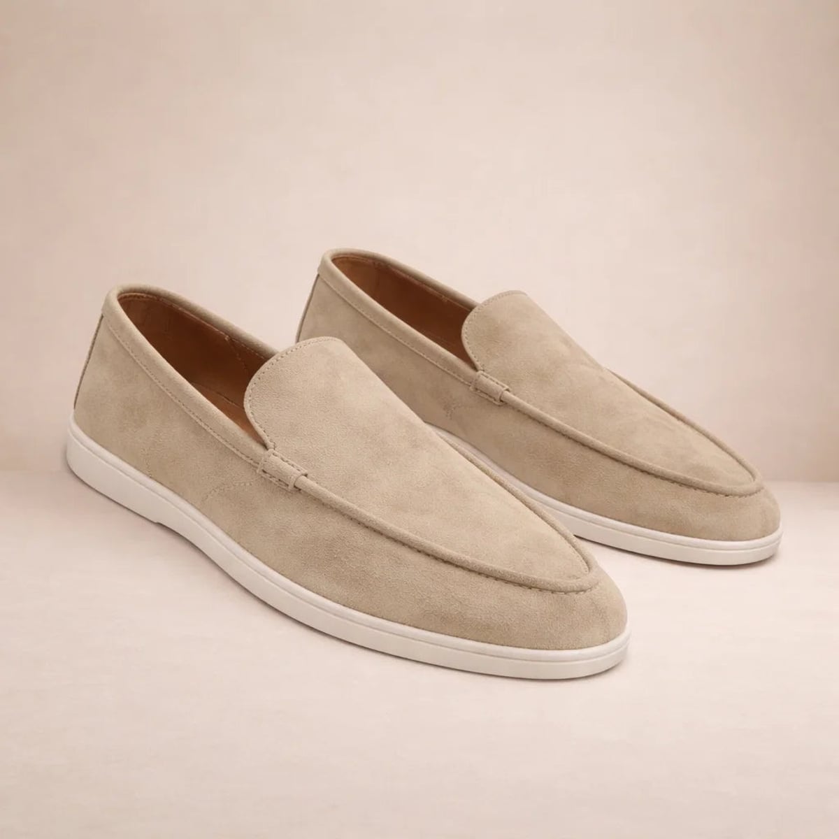 mocassin homme semelle blanche en beige