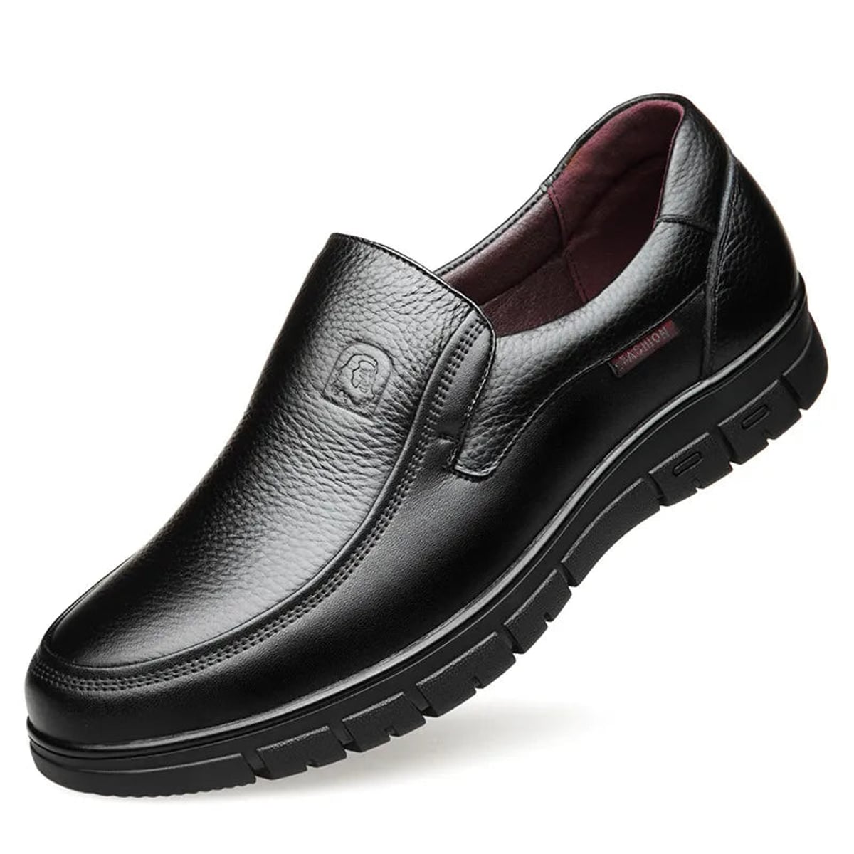 mocassin homme semelle épaisse sans lacets en noir